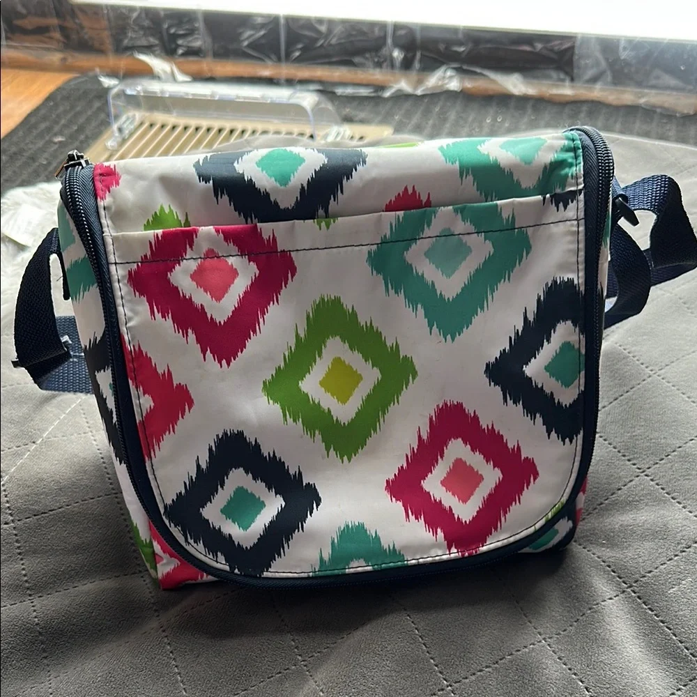 Thirty one Pink and Green Geometric Baby Bag with Flap Closure